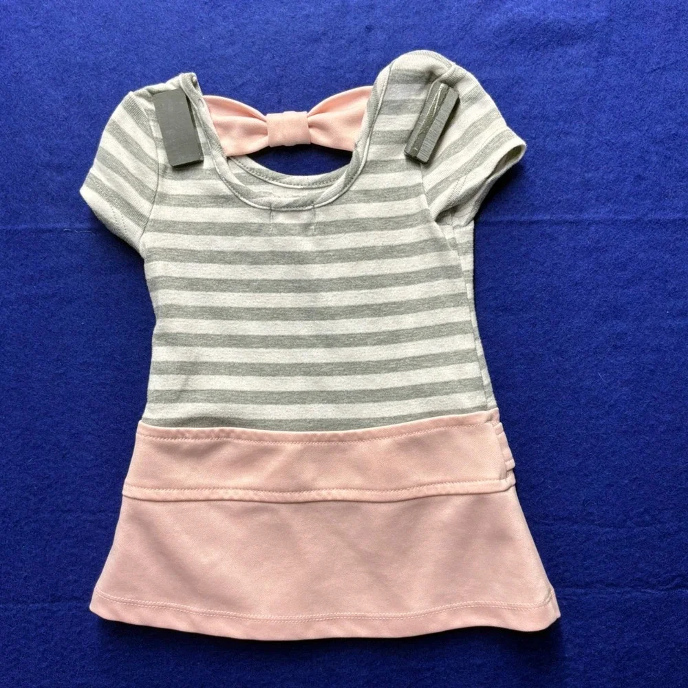Animal Core Toddler Girls Lilt Short Sleeve Embroidered Dress 2T Gray Pink
